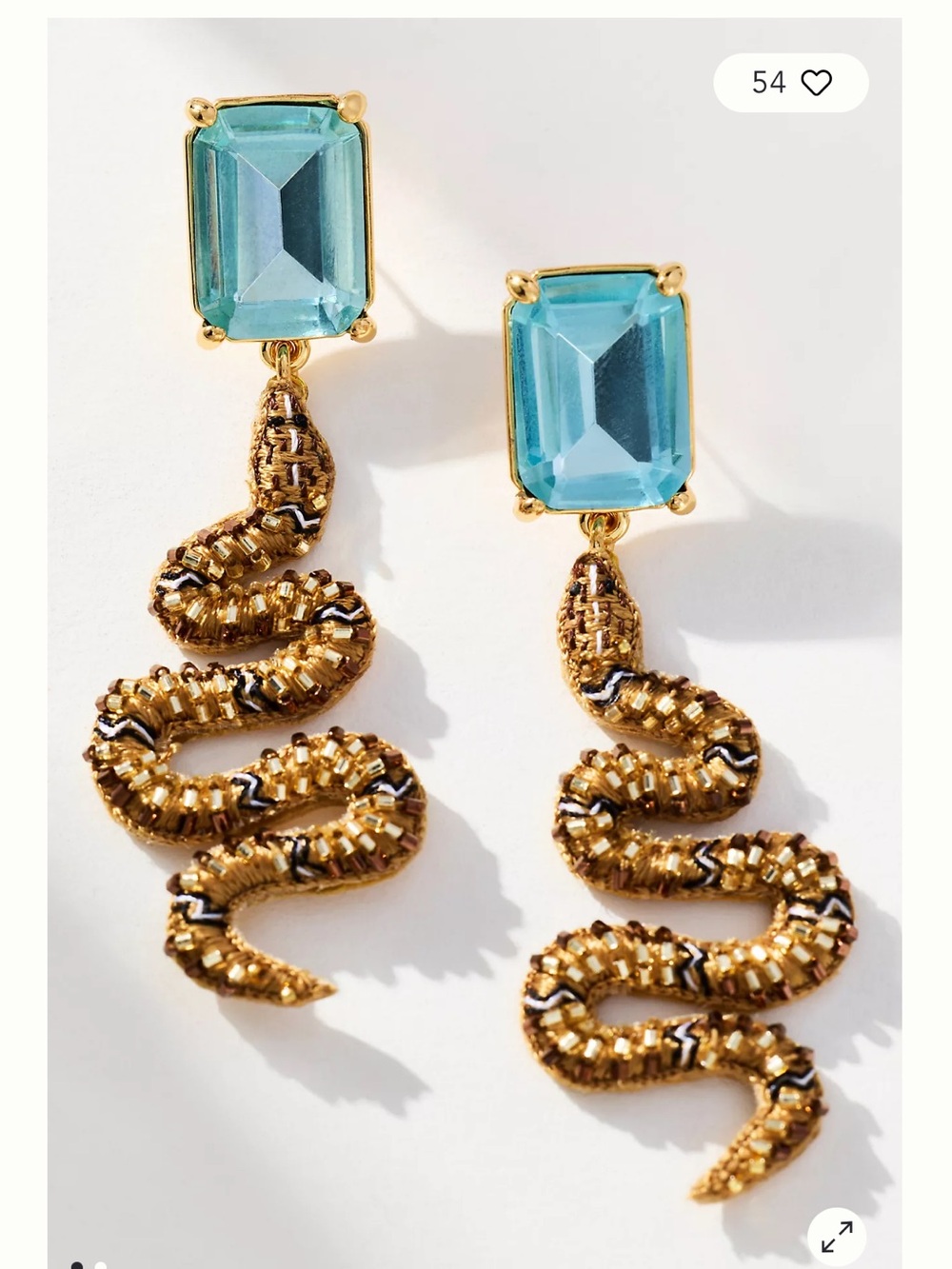 Mignonne Gavigan Gold Snake Earrings with Aqua Stones NWT